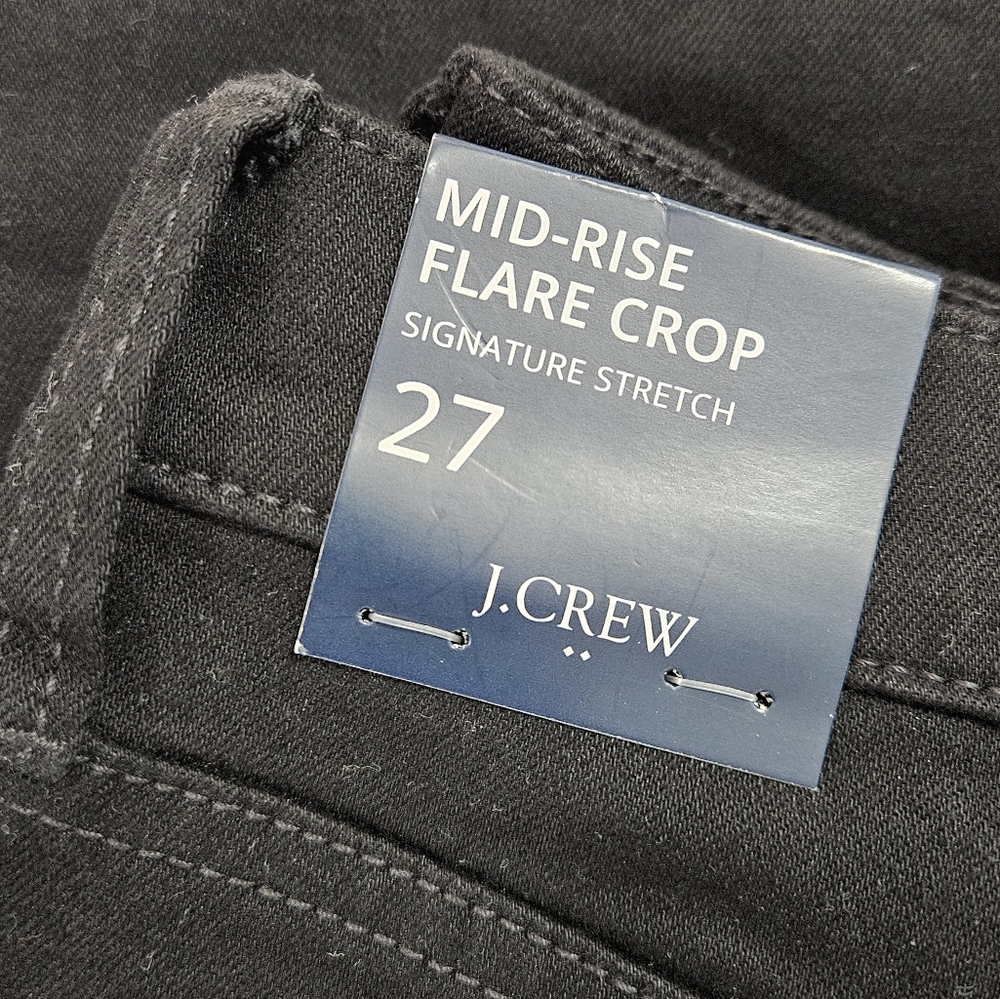 NWT J. Crew Factory Flare Crop Black Jean In All-Day Stretch Size 27 - Picture 7 of 9